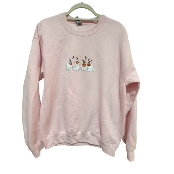 Gildan- Pink spooky dogs sweatshirt- size Med EUC - Picture 2 of 10